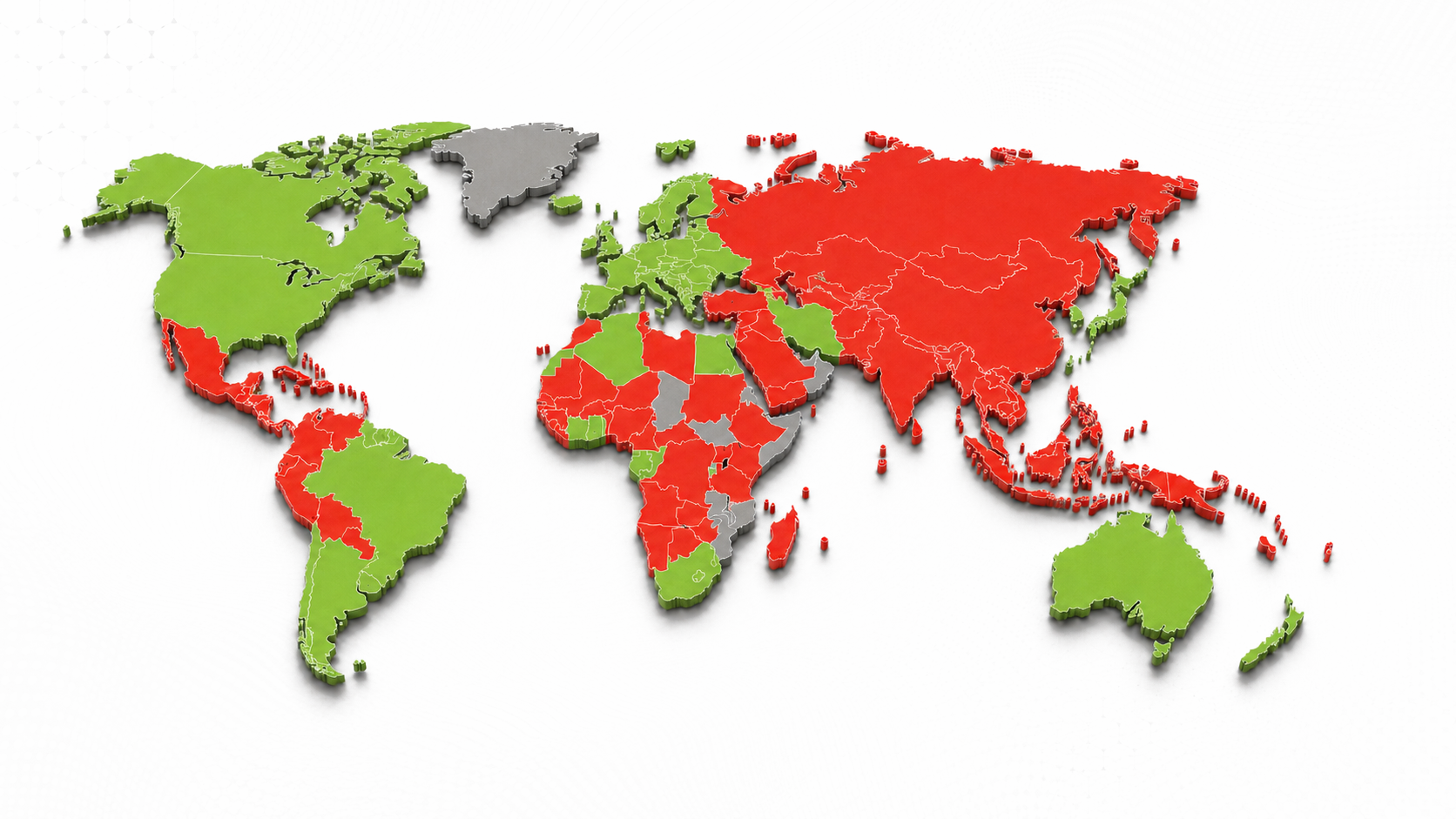 World map showing countries where asbestos is banned, still in use, or where no data is available.